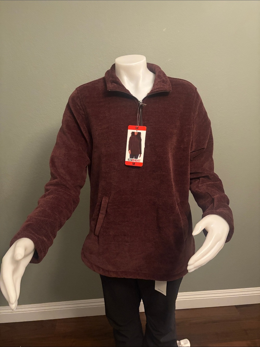 32 Degrees Women's Zip-Up Fleece Pullover in Deep Burgundy